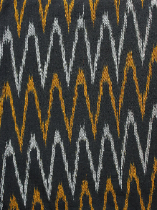 Black Orange Ivory Pochampally Hand Woven Ikat Fabric Per Meter - F002F967