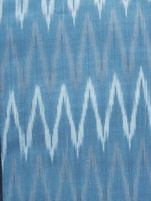 Sky Blue Ivory Pochampally Hand Woven Ikat Fabric Per Meter - F002F968