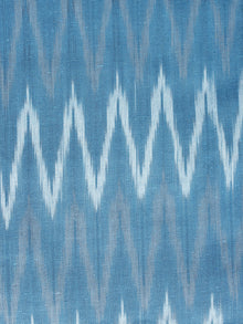 Sky Blue Ivory Pochampally Hand Woven Ikat Fabric Per Meter - F002F968