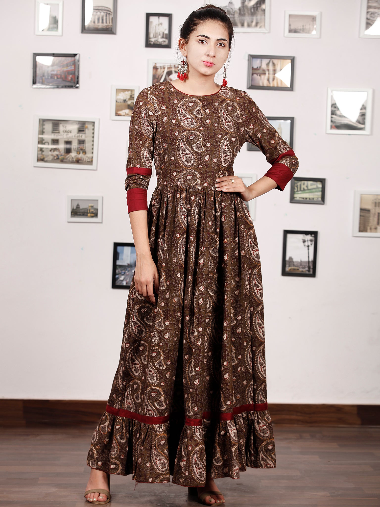 PAISLEY CLASSICS - Hand Block Printed Cotton Long Dress - D136F1732 ...