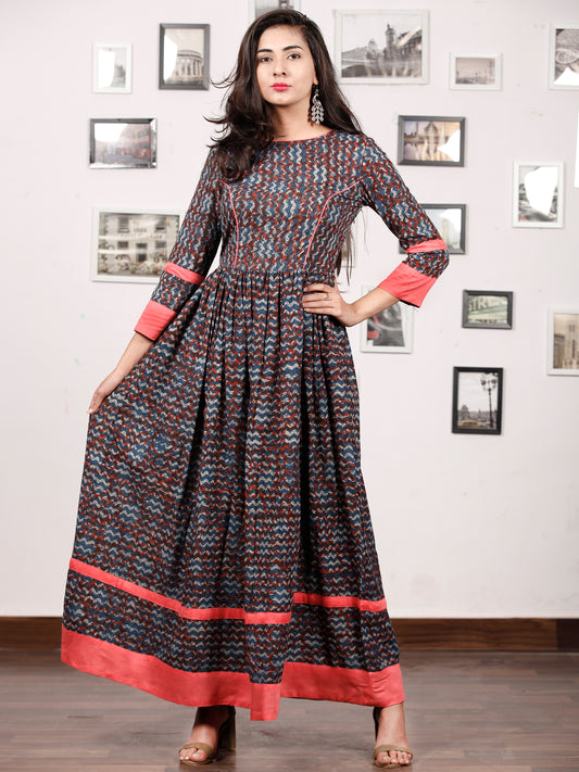 LEHERIYA LYRIC - Hand Block Printed Cotton Long Dress With Back Details  - D136F1366