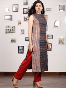 Indigo Ivory Red Ajrakh Hand Block Printed Kurta - K142BP115