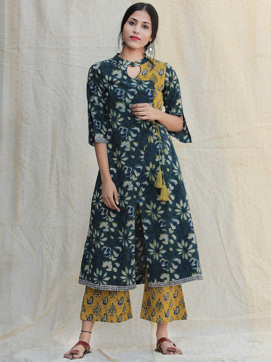 Gul E-Rana - Hand Block Printed Kurta Palazzo Set With Dupatta - SS01F1331