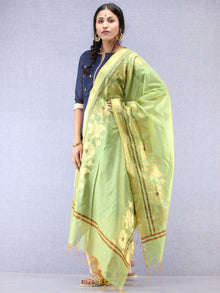 Banarasi Chanderi Dupatta With Resham Work - Light Green & Gold - D04170799