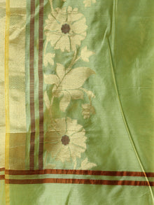 Banarasi Chanderi Dupatta With Resham Work - Light Green & Gold - D04170799