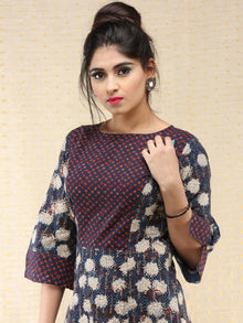 Gulnaz - Hand Block Printed Long Cotton Panel Dress  - D387F2063