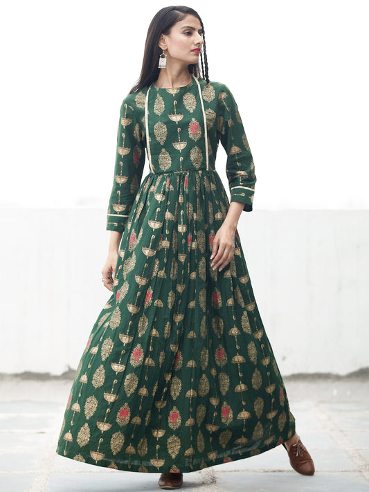 Utsav Flair - Hand Block Printed Long Cotton Dress - D351FXXX