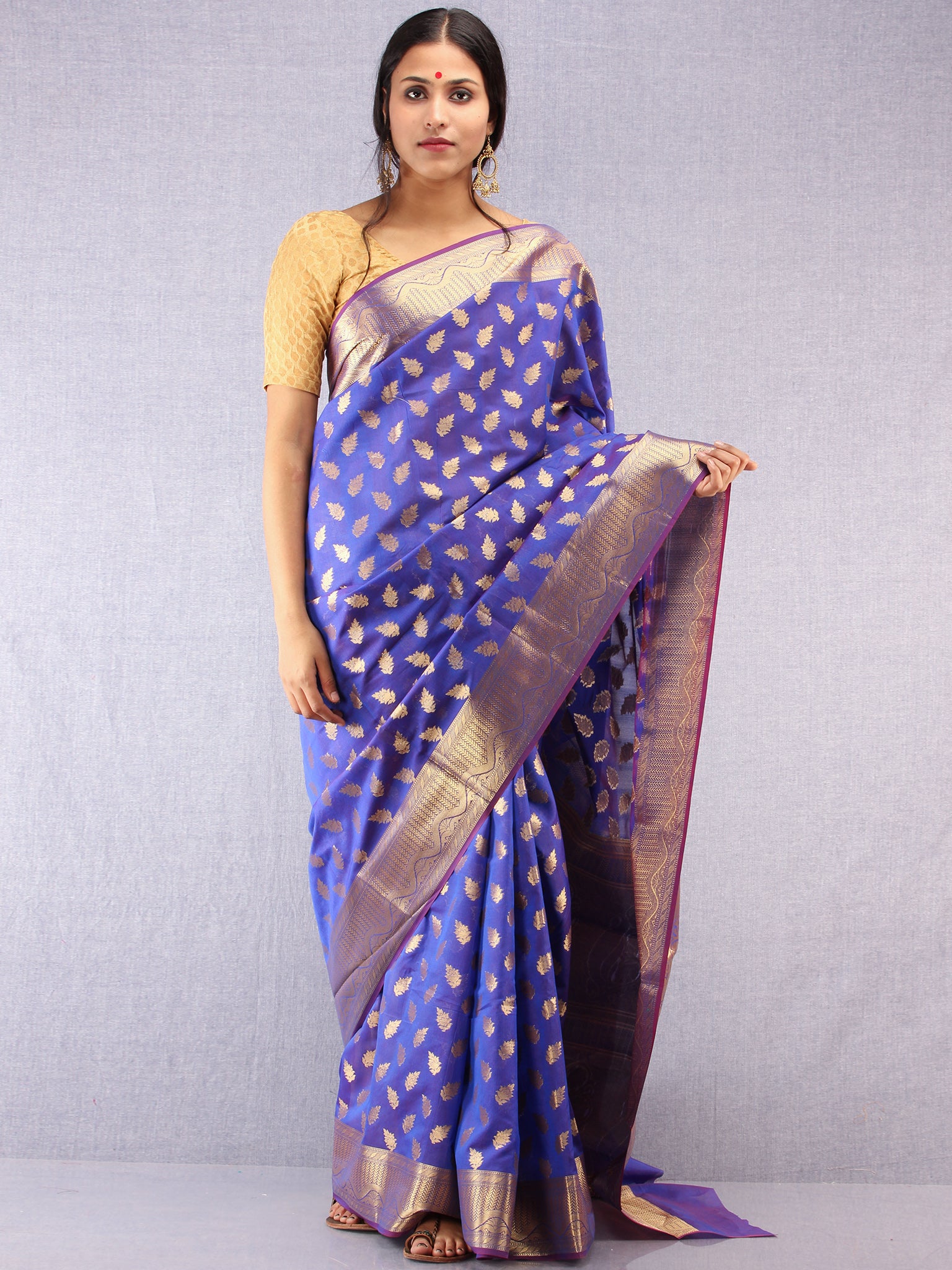 Banarasee Chanderi Silk Saree With Zari Work – InduBindu