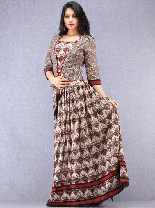 Naaz Aaiza - Hand Block Printed Long Jacket Top & Skirt  - DS92F001