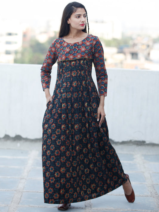 Khaki Garden - Hand Block Asymmetrical Embroidered Dress - D216F1343 –  InduBindu