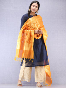 Banarasi Chanderi Dupatta With Resham Work - Yellow & Gold - D04170819