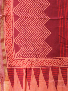 Maroon Ivory Chanderi Hand Block Printed Dupatta - D04170756