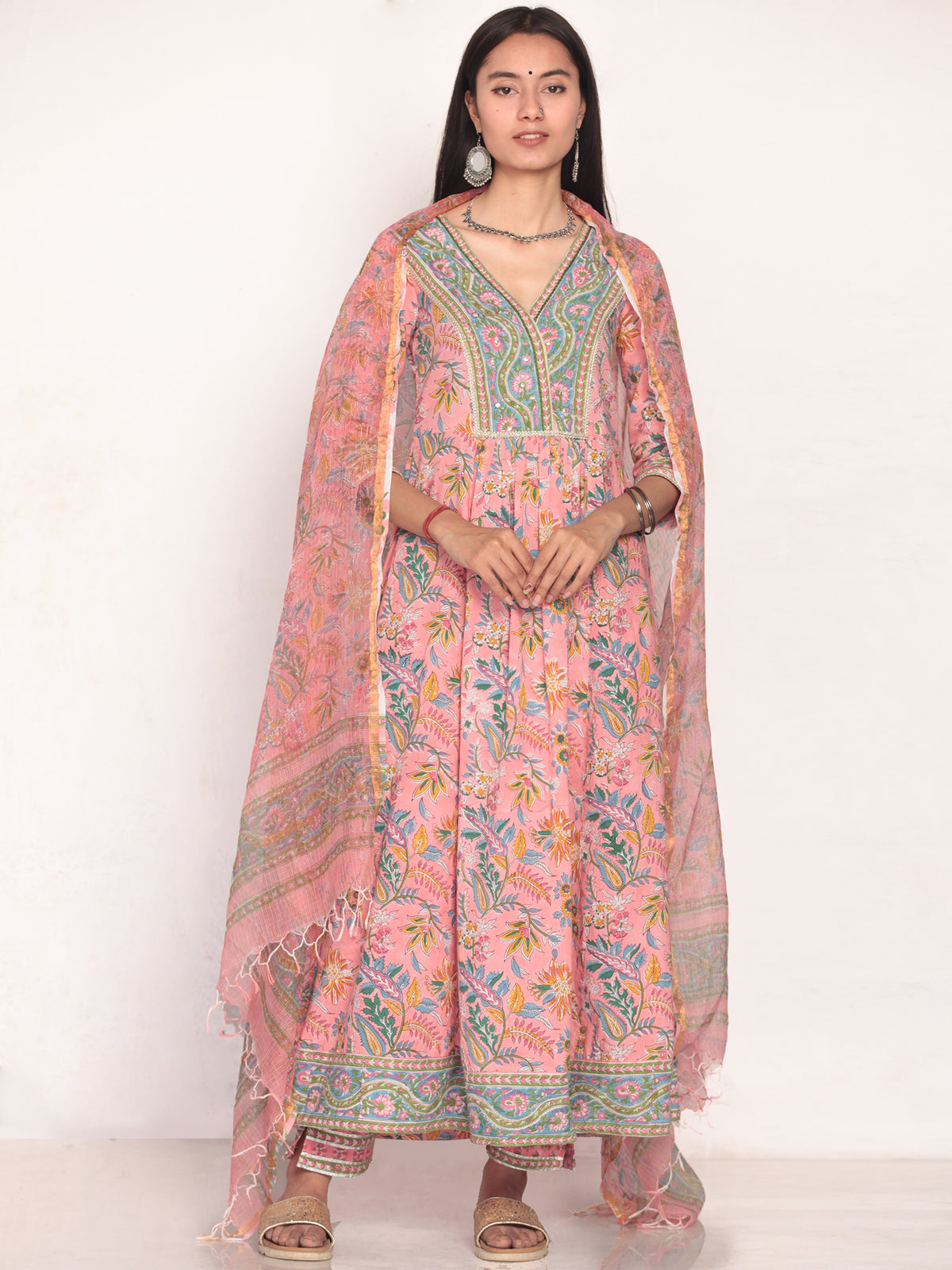 Sanjh Raga Set Of Anarkali Pants Dupatta